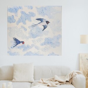 Custom Wall Art - Barn Swallow Painting - Nature Art Wall Decor - Blue Bird Acrylic