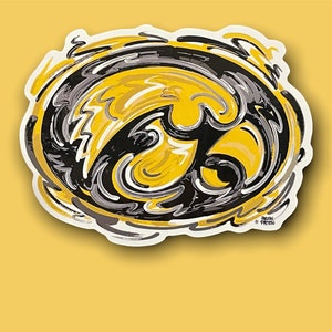 University of Iowa Tiger Hawk Vinyl Sticker by Justin Patten (Storm Striker Art, 6&quot;x4&quot;, Best Iowa Sticker, Iowa Gift, Iowa City)