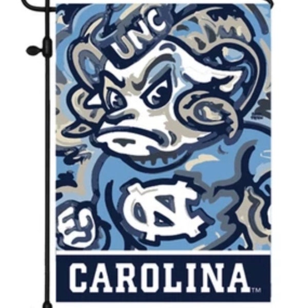 University of North Carolina Mascot Garden Flag 12x18 created by Justin Patten (Officially Licensed, North Carolina, Tar Heels, Chapel Hill)