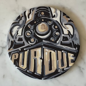 Purdue Boilermaker Special Stone Coaster by Justin Patten (Storm Striker Art, Purdue Band, Purdue Alumni Gift, Purdue Basketball)