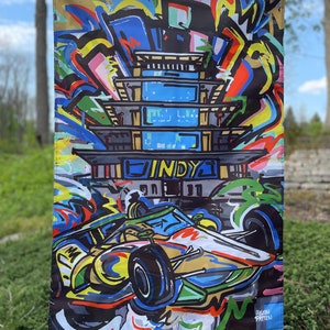 Indianapolis Motor Speedway Pagoda House Flag (28"x 42" in) by Justin Patten (Storm Striker Art, IMS Pagoda Gift, Bright Colors) Bild 2