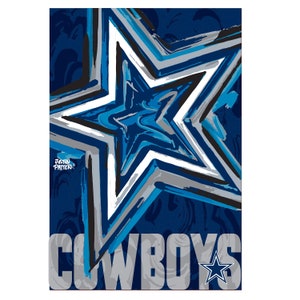 Dallas Cowboys House Flag 29" x 43" by Justin Patten (Storm Striker Art, Dallas Gift, NFL Home Decor, Two Sided Flag)