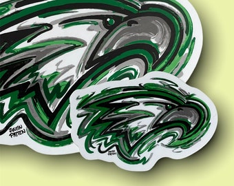 Zionsville Indiana Small Eagle Sticker created by by Justin Patten (3"x2", Storm Striker Art, Eagles, Car and Dishwasher Safe, ZCHS)