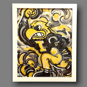 Print Iowa 16x20 PRINT Storm Striker Art by Justin Patten Officially Licensed University of Iowa by Herky Hawkeye Football