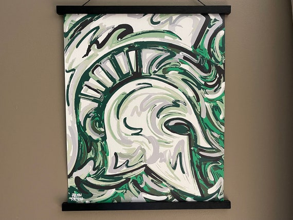 Michigan State University 16" x 20"  Spartan Helmet Rolled Print by Justin Patten (Storm Striker Art, Michigan State Alumni, MSU Gift)