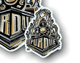 Mini calcomanía de vinilo especial de los Boilermakers de la Universidad de Purdue, por Justin Patten (Storm Striker Art, 5 x 7,6 cm), exalumno de Purdue, CLC.