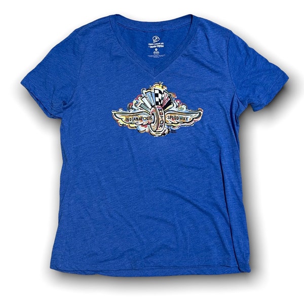 Indianapolis Motor Speedway Wing and Wheel Women's V-Neck Tee by Justin Patten (3 Colors)