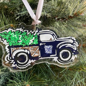Butler University Christmas Tree Truck Ornament by Justin Patten (Storm Striker Art, Butler Basketball Gift, Butler Alumni, Indianapolis)