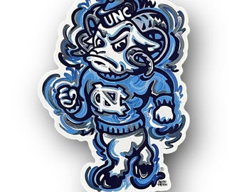 University of North Carolina Mascot Vinyl Sticker by Justin Patten (Storm Striker Art, UNC Alumni, Tar Heels, CLC)