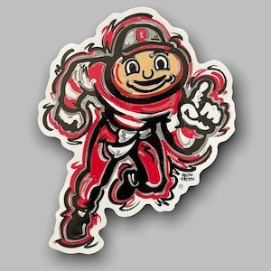 The Ohio State University #1 Brutus Sticker by Justin Patten (Storm Striker Art, Vinyl, Columbus, 6”x4”, Officially Licensed, 2217)