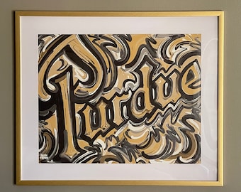 Purdue 20"x16" World's Biggest Drum Vintage Style Print by Justin Patten