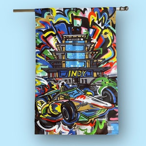Indianapolis Motor Speedway Pagoda House Flag (28"x 42" in) by Justin Patten (Storm Striker Art, IMS Pagoda Gift, Bright Colors) Bild 4