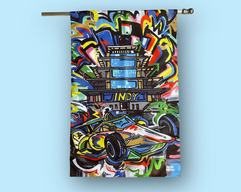 Indianapolis Motor Speedway Pagoda House Flag (28"x 42" in) by Justin Patten (Storm Striker Art, IMS Pagoda Gift, Bright Colors) Bild 4