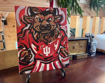 Indiana University 8" x 10" IU Hoosier Mascot  Wrapped Canvas Print by Justin Patten (Storm Striker Art, Bison, Hoosiers, Bloomington, CLC)