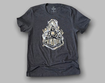 Tee Purdue Storm Striker Art by Justin Patten Boilermaker Express Cotton/Poly Blend Tee Indiana West Lafayette Best Gift