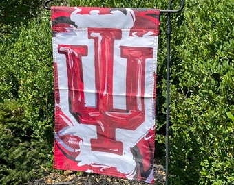 Indiana University IU Garden Flag (12'x18") by Justin Patten (Storm Striker Art, Best IU Flag, Bloomington Indiana, IU Alumni Gift)
