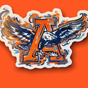Auburn University Eagle Sticker by Justin Patten (Vinyl Sticker, 6&quot;x4&quot;, Best Sticker, War Eagle, Storm Striker Art, Auburn Gift)