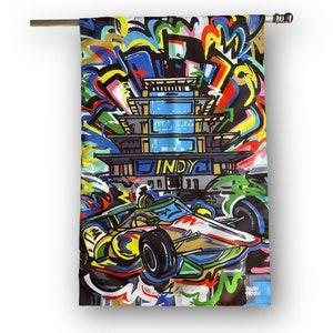 Indianapolis Motor Speedway Pagoda House Flag (28"x 42" in) by Justin Patten (Storm Striker Art, IMS Pagoda Gift, Bright Colors) Bild 3