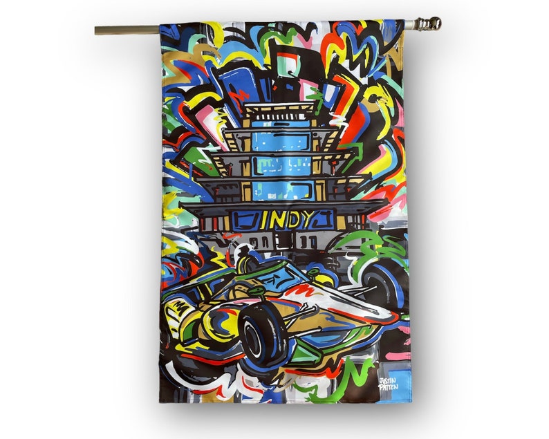 Indianapolis Motor Speedway Pagoda House Flag (28"x 42" in) by Justin Patten (Storm Striker Art, IMS Pagoda Gift, Bright Colors) Bild 3