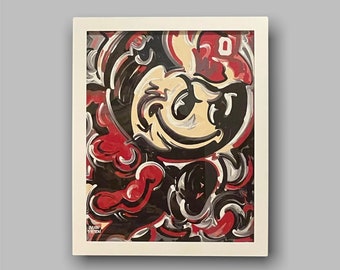The Ohio State University Vintage Brutus 16x20 Rolled Canvas PRINT by Justin Patten (Storm Striker Art, Ohio State Alumni)