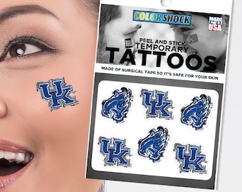 Calcomanía corporal de la Universidad de Kentucky de Justin Patten (calcomanía facial/tatuaje) (Storm Striker Art, Kentucky Wildcats, exalumnos de Kentucky)