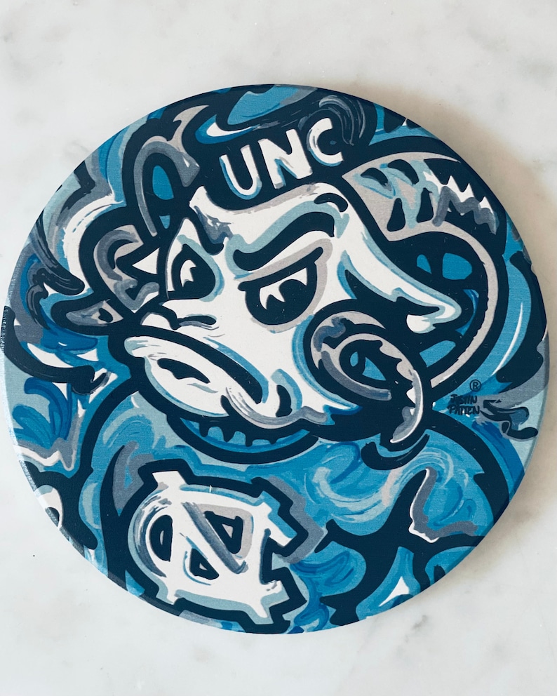 Posavasos de piedra de la Universidad de Carolina del Norte por Justin Patten (Arte de Storm Striker, Posavasos de la UNC, Exalumnos de la UNC, Fútbol Americano de la UNC) imagen 1