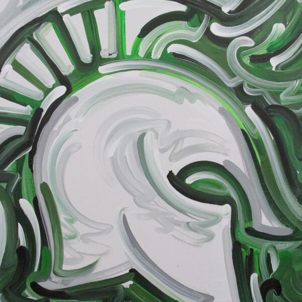 30x24 Officially Licensed Product Michigan State University Painting Justin Patten Sports Art College Football Basketball Sparty CLN#7833