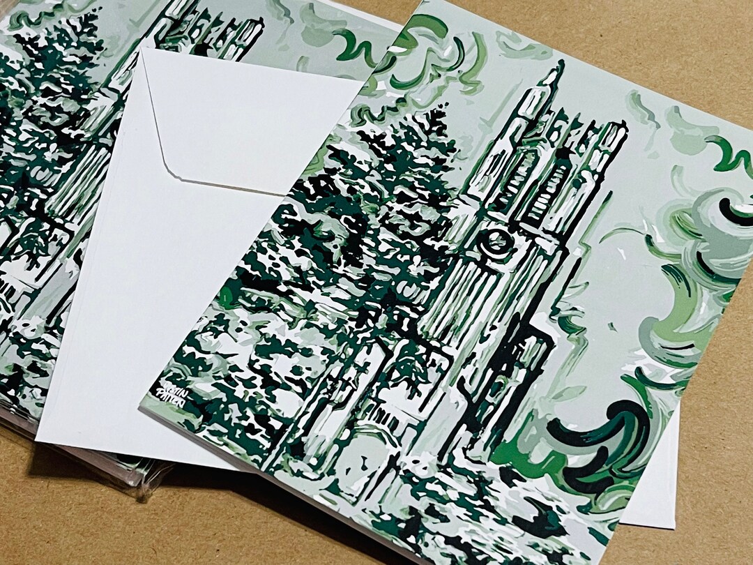 State Note Cards Michigan State University Note Card Set of 6 by Justin Patten (storm ...