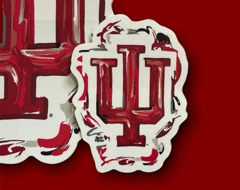 Indiana University IU Trident Mini Vinyl Sticker by Justin Patten (Storm Striker Art, Trident Sticker, For Water Bottles or Cars, IU Alumni)
