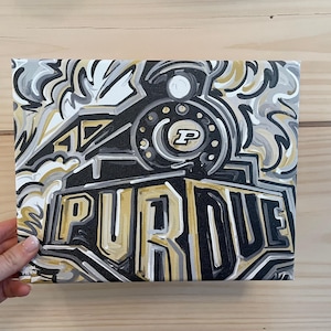 Purdue University 8&quot; x 10&quot; Vintage Boilermaker Special Wrapped Canvas Print by Justin Patten (Storm Striker Art, Boilermaker Gift, Purdue)