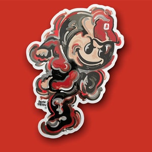 The Ohio State University Vintage Brutus Sticker by Justin Patten (Storm Striker Art, Vinyl, Columbus, 6”x4”, Officially Licensed, 2217)