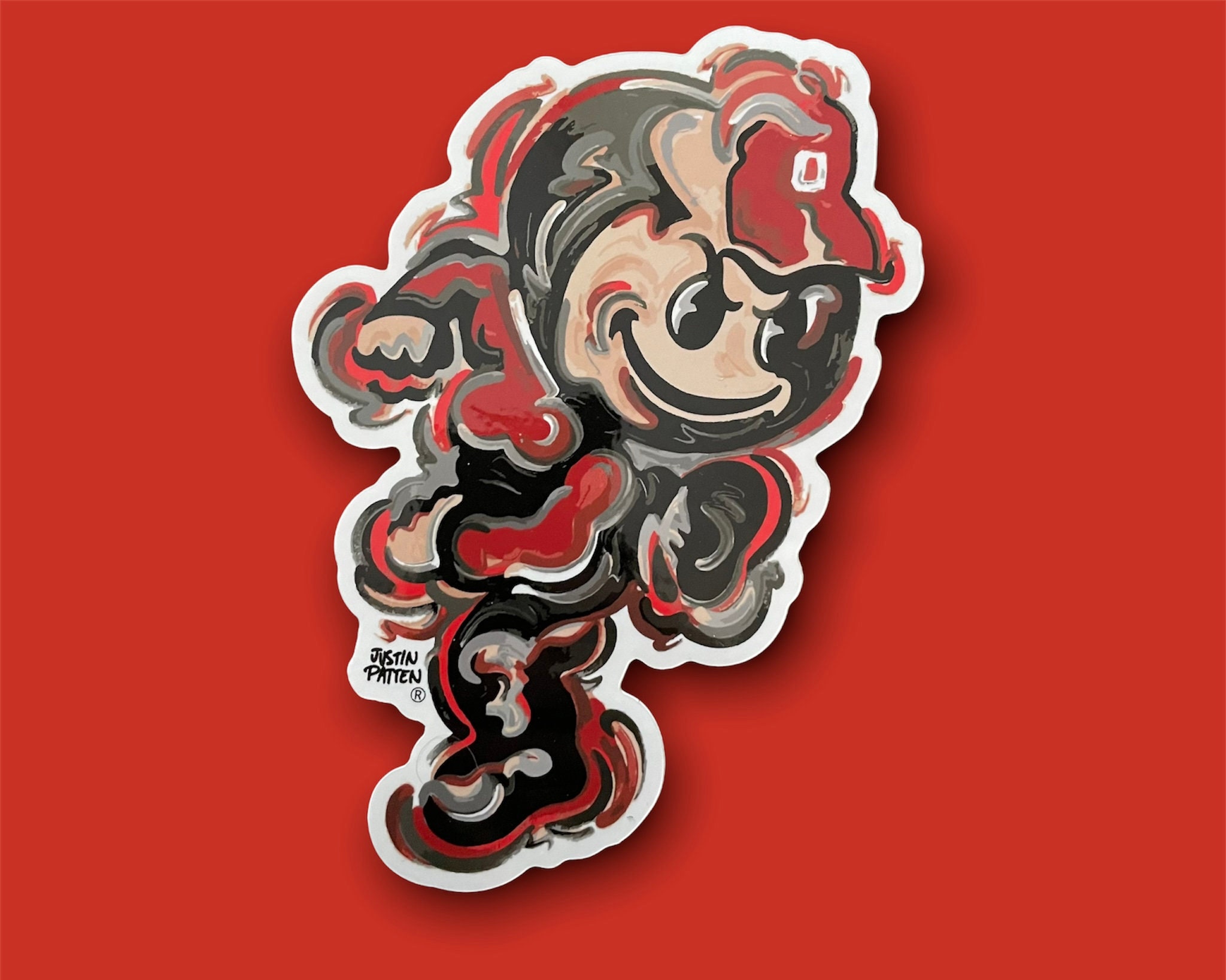The Ohio State University Vintage Brutus Sticker by Justin Patten (Storm Striker Art, Vinyl, Columbus, 6”x4”, Officially Licensed, 2217)