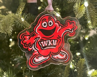 Western Kentucky University Mascot Ornament by Justin Patten (Storm Striker Art, 4&quot;x4&quot;, Big Red, Hilltoppers)