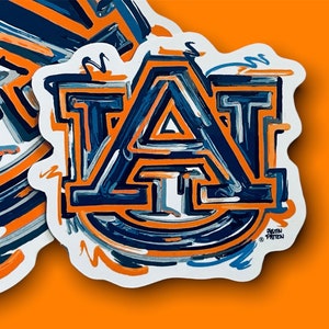 Auburn University AU Mini Vinyl Sticker by Justin Patten (Storm Striker Art, Aubie Tiger, Auburn Alabama, Best Auburn Sticker, 3&quot;x3&quot;)