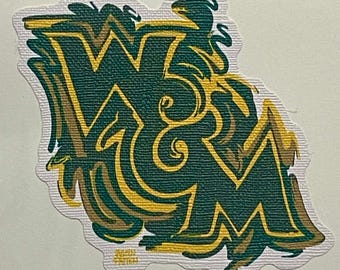 Pegatina duradera del College of William and Mary de Justin Patten (Storm Striker Art, exalumnos)