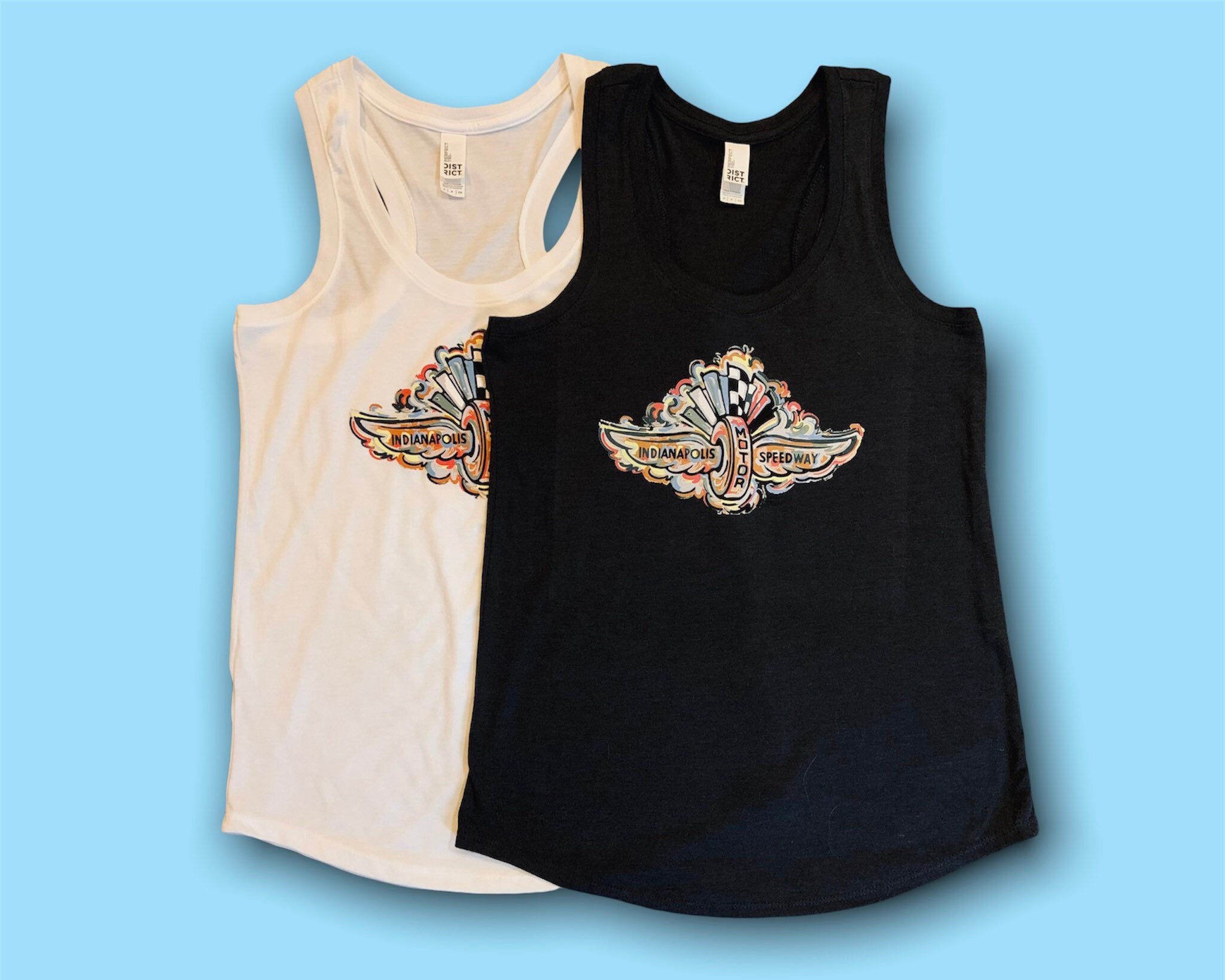 トップス 6 COTTON MIX PATTERN BORDER TANK TOP Tank IMS Storm Striker Art by Justin Patten Womens Indy 500