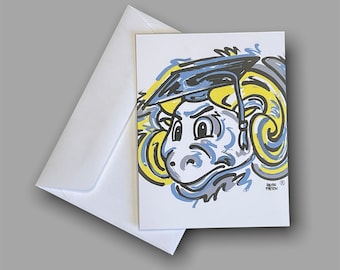 University of North Carolina Mascot Graduation Note Card Set of 6 by Justin Patten (Storm Striker Art, UNC Alumni Gift, UNC Graduation)