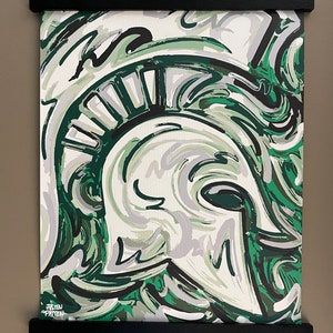 Michigan State University 16" x 20" Spartan Helmet Rolled Print by Justin Patten (Storm Striker Art, Michigan State Alumni, MSU Gift) image 2