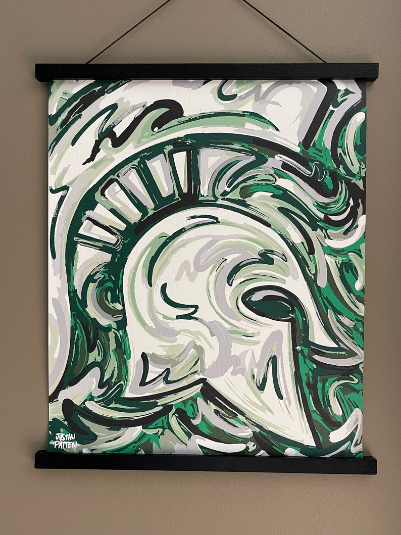 Michigan State University 16" x 20" Spartan Helmet Rolled Print by Justin Patten (Storm Striker Art, Michigan State Alumni, MSU Gift) image 2