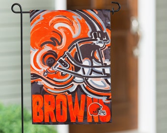 Cleveland Browns Garden Flag 12" x 18" by Justin Patten (Storm Striker Art, NFL, Yard Flag, Game Day, Garden Size)