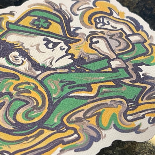 University of Notre Dame Durable Sticker by Justin Patten (Officially Licensed Product, ND, Storm Striker Art, Golden Dome, Touchdown Jesus)