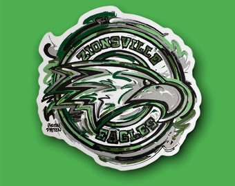 Sticker Zionsville Storm Striker Art by Justin Patten Zionsville Eagles Indiana Vinyl Sticker For Exterior Car Use 4”x4” USA  Best Sticker