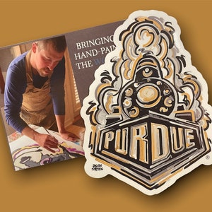 Purdue Train Magnet created by Storm Striker Art by Justin Patten Size 4&quot;x6&quot; (Boilermakers, Exterior Car, Indiana, West Lafayette, Special)