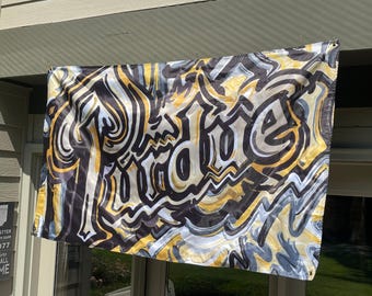 Purdue University Purdue Drum Banner Flag 5' x 3" by Justin Patten (4 grommets)(Storm Striker Art, Boiler Up... Hammer, Purdue Alumni, CLC)