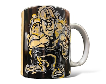 Tasse Purdue Pete en céramique de l'Université Purdue par Justin Patten (art Storm Striker, chaudière, tasse à café, anciens élèves de Purdue)