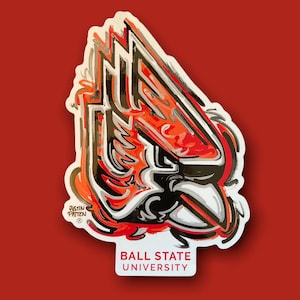 Sticker Ball State Storm Striker Art by Justin Patten Ball State University Vinyl Sticker For Exterior Car 6”x4” Best Super Strong Best Gift