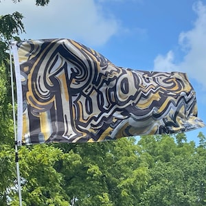 Purdue University Purdue Drum Flagpole Flag 5&#39; x 3&quot; by Justin Patten (2 grommets)(Storm Striker Art, Boiler Up...Hammer, Purdue Alumni, CLC)