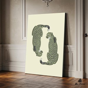Salbei grüne Wand Kunst Gepard Druck Tier Dekor, neutrale Wand Kunst Wohnheim Raum Dekor ästhetischen Leopardenmuster, trendige Kunst grüne Schlafzimmer Dekor