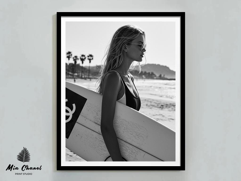 Surfboard Chanel Art - Etsy Surfboard Chanel Art - Etsy