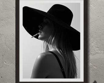 Cowgirl Art Print, Black and White Art, Vintage Wall Art, Retro Wall Print, Western Aesthetic, Fashion Poster, DOWNLOAD, PRINTABLE Art